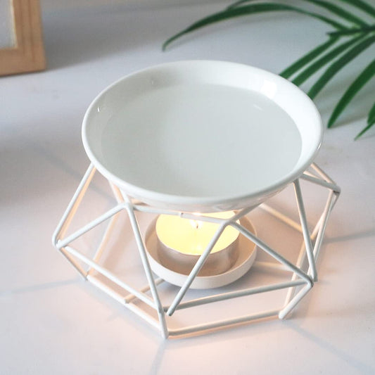 White Elegant Wax Melt Burner – Ceramic Home Fragrance Warmer